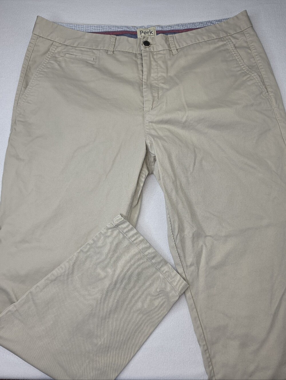 Perk Men’s Slim Fit Stretch Classic Chino Pants Size 40 Beige 3824